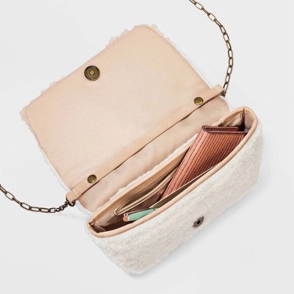 NWT … UNIVERSAL THREAD Cream Sherpa Crossbody / Purse - Picture 5 of 10